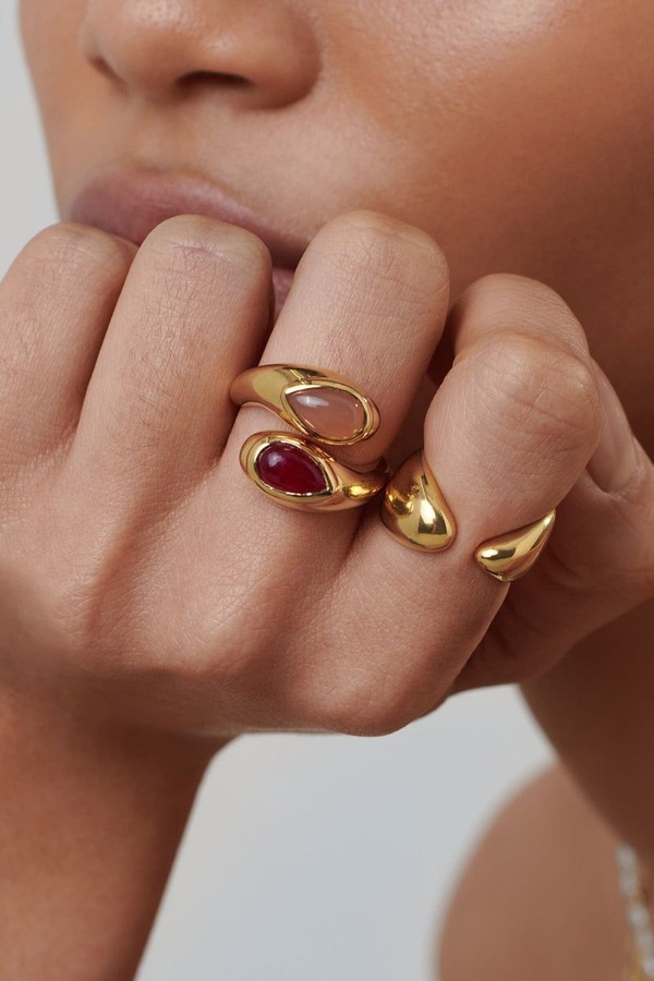 Good Vibes Double Gemstone Crossover Ring from Missoma