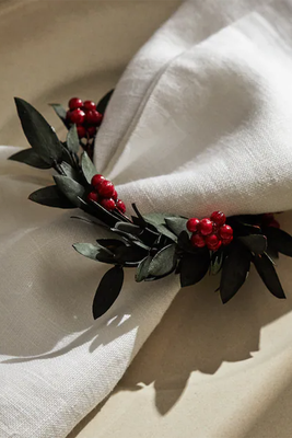 Pack Of Christmas Holly Napkin Rings from Zara Home