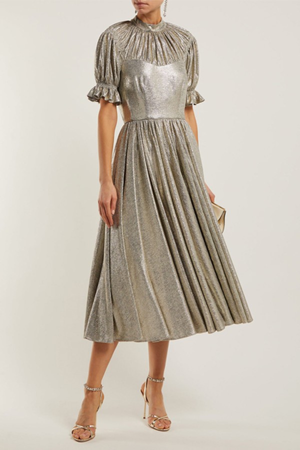 Benito Metallic Gathered Midi Dress from Emilia Wickstead