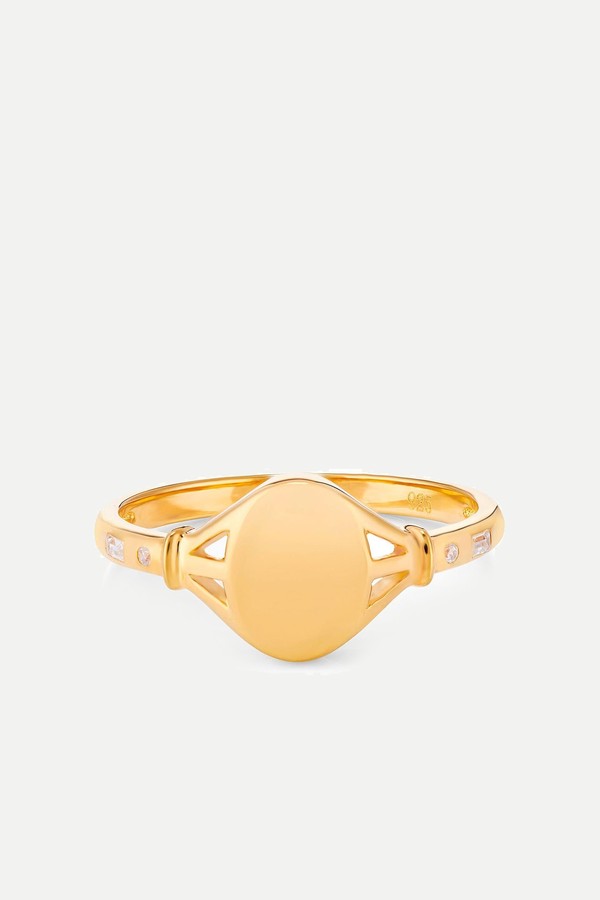 Tilly 9ct Yellow Gold & Diamond Signet Ring from V By Laura Vann