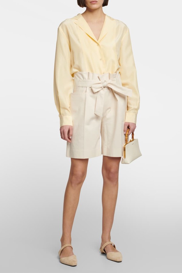 High-Rise Cotton Shorts from Totême