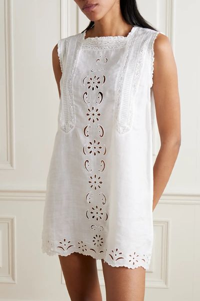 Lua Broderie Anglaise Ramie Mini Dress  from DÔEN
