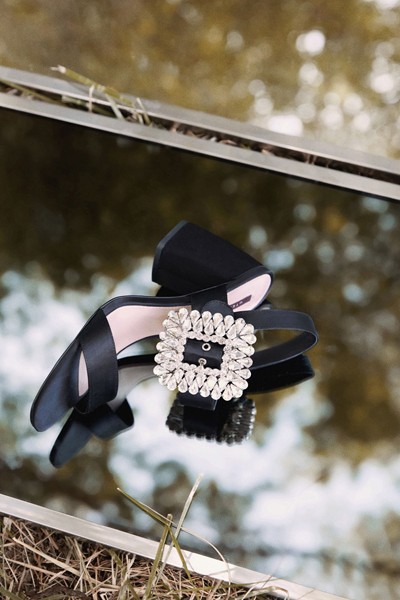 Satin Sandals With Bejewelled Buckle 