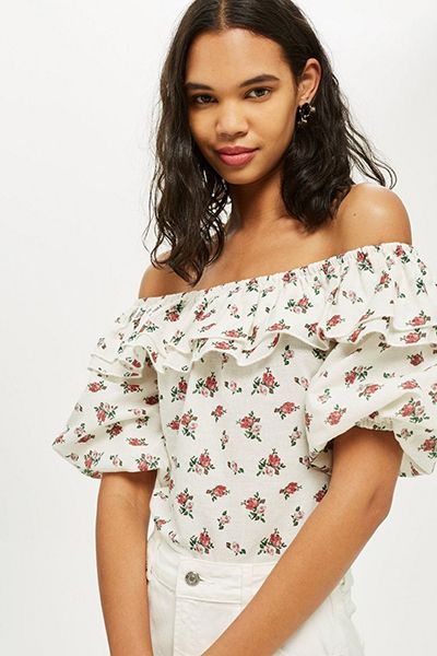 Tall Floral Bardot Top from Topshop