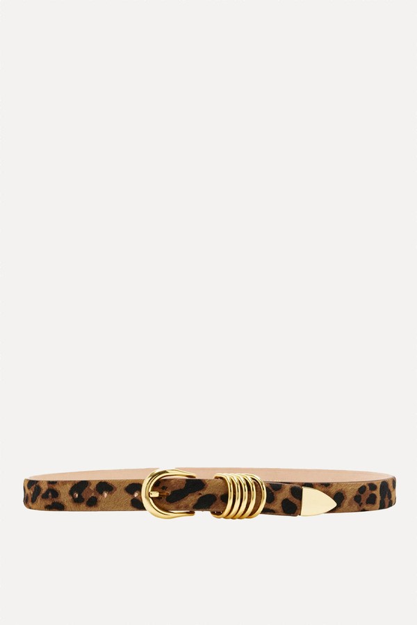 Hollyhock Leopard-Print Calf Hair Belt from Déhanche