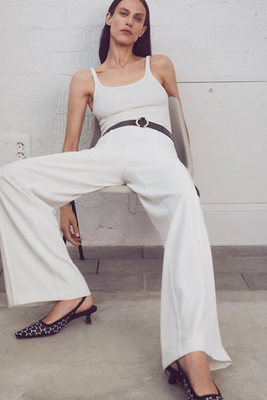 Flowy Straight-Fit Trousers With Bow