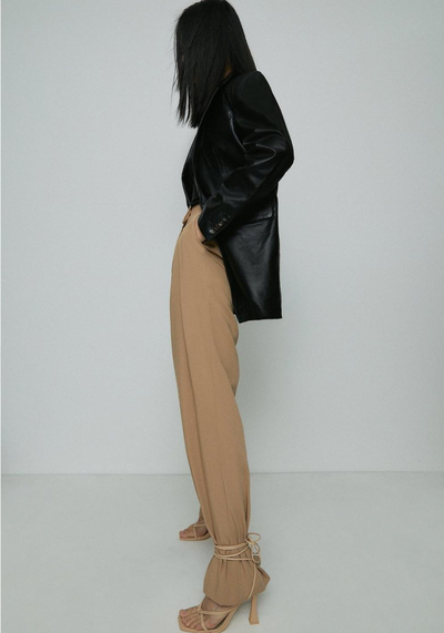 Leather Longline Relaxed Blazer