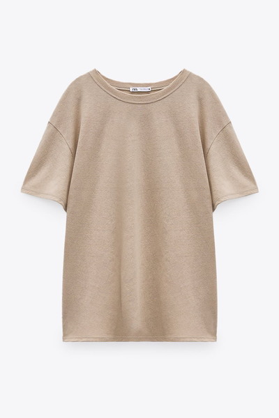 Linen Blend T-Shirt from Zara