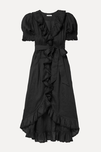 Belted Ruffled Ramie Midi Dress from Dôen