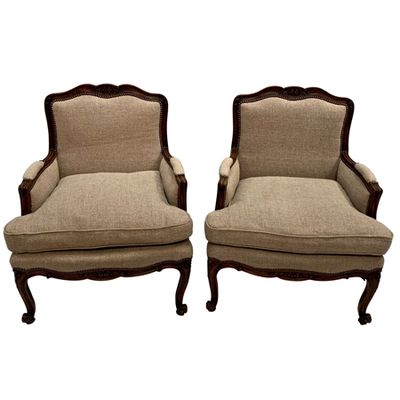 French Walnut Begere Armchairs from Blanchard Collective