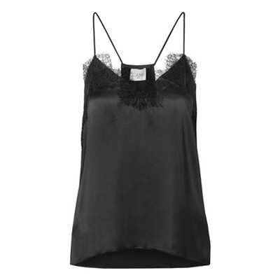 The Racer Metallic Lace-Trimmed Silk-Charmeuse Camisole from Cami NYC