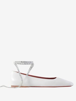 Ane Crystal-Embellished Leather Ballet Flats