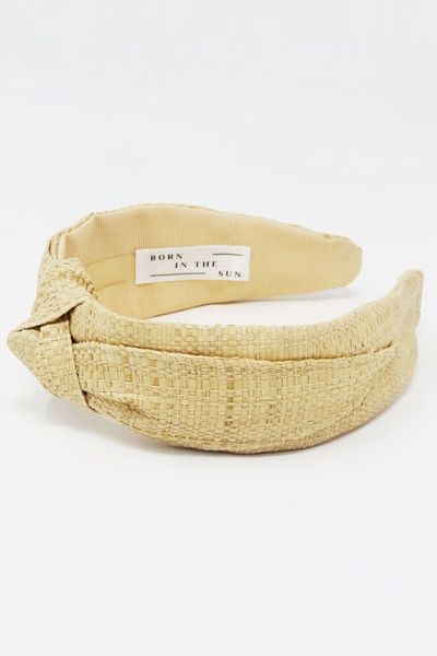 Beige Raffia Knotted Headband from Born In The Sun 