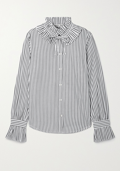 Aurora Ruffled Striped Cotton-Poplin Shirt from Alex Mill