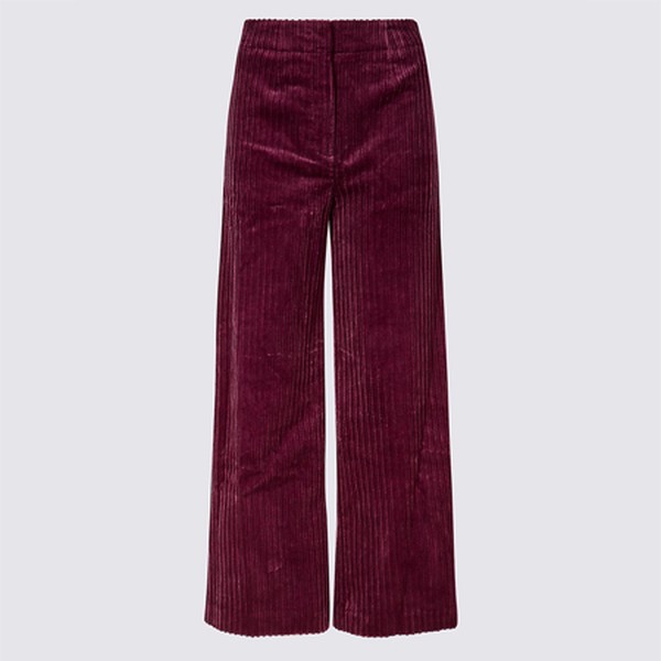 Corduroy High Waist Cropped Trousers