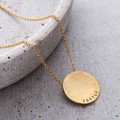 Personalised Large Hammered Disc Necklace  from PoshTottyDesigns