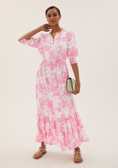 Floral Round Neck Midaxi Waisted Dress from Marks & Spencer