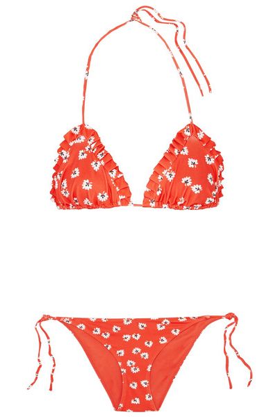 Ruffled Printed Triangle Bikini from Ganni