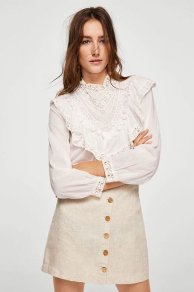 Button Linen Skirt from Mango