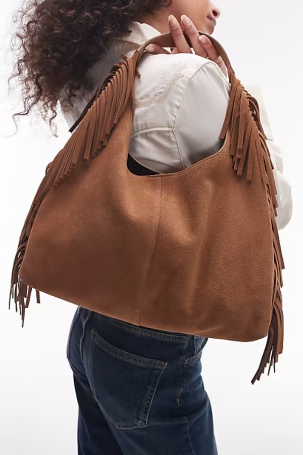 Slouchy Suede Leather Fringe Shoulder Bag from & Other Stories