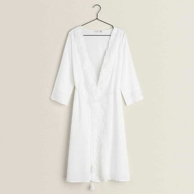 Cotton Dressing Gown With Embroidery