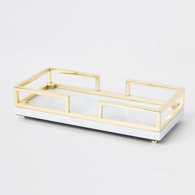 Marble Tray With Gold Metal Handles from River Island