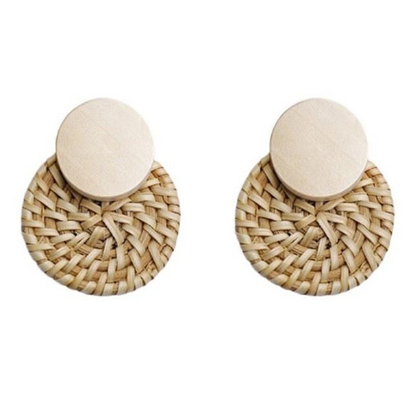 Rattan Woven Disc Earrings from Sun & Day