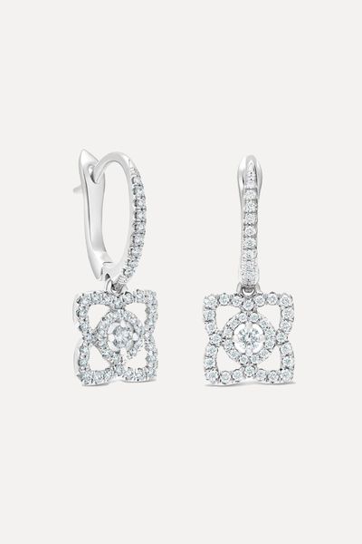 Enchanted Lotus Sleepers In White Gold from De Beers