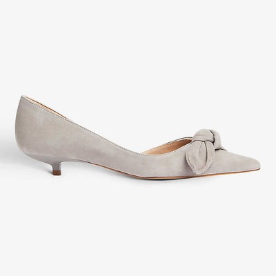 Lily Bow-Embellished Suede Kitten Heels from LK Bennett