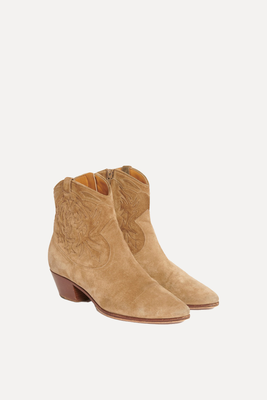 Suede Heeled Preowned Ankle Boots from Saint Laurent