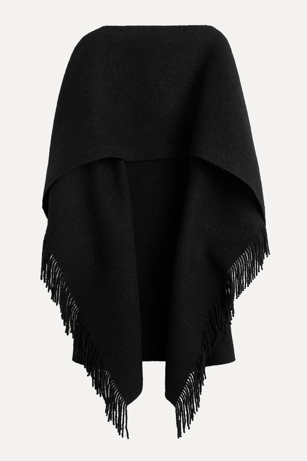 Fringed Wool-Blend Poncho from Toteme