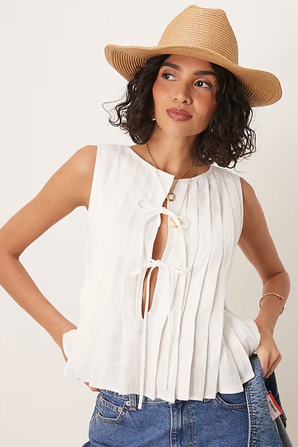 Valeria Tie Front Linen Top from VRG GRL