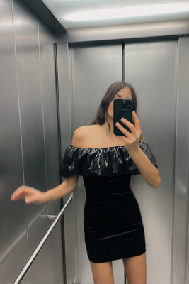 Velvet Mini Dress With Sequins, £35.99 | Zara