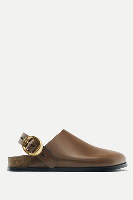Leather Clogs With Metal Buckle from Massimo Dutti