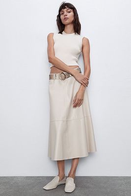 Faux Leather Skirt With Belt from Zara