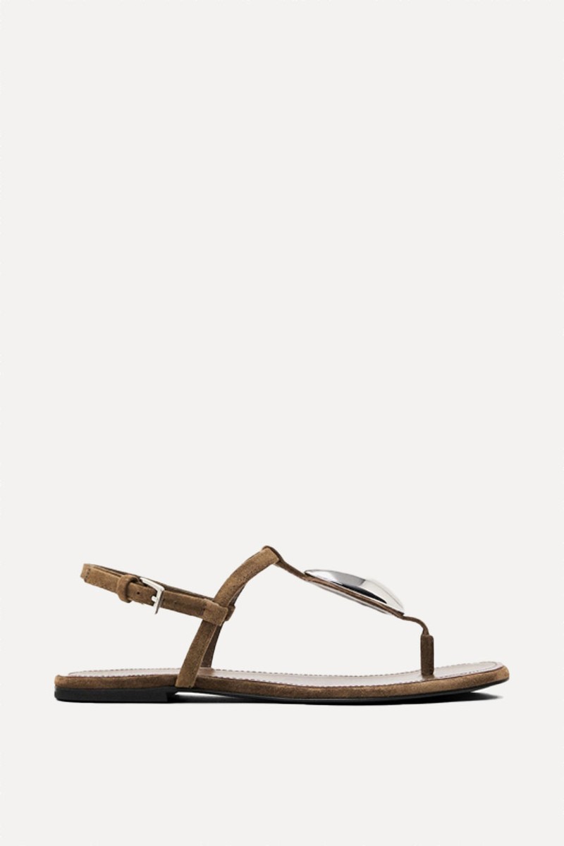 Rhinestone Split Suede Sandals from Massimo Dutti