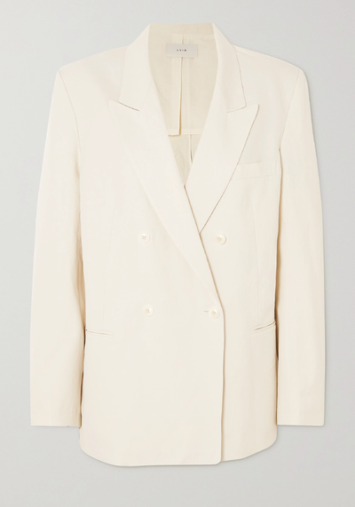 Double-Breasted Cotton And Linen-Blend Blazer from LVIR