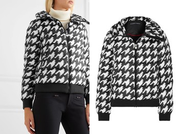 Super Star Hooded Houndstooth Quilted Down Ski Jacket from Perfect Moment