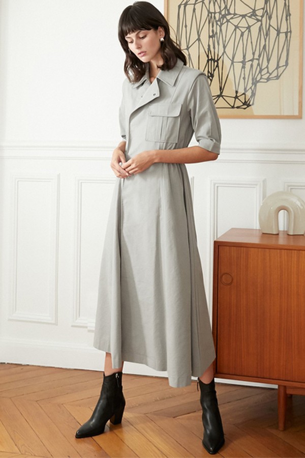 Shoulder Pad Trench Dress