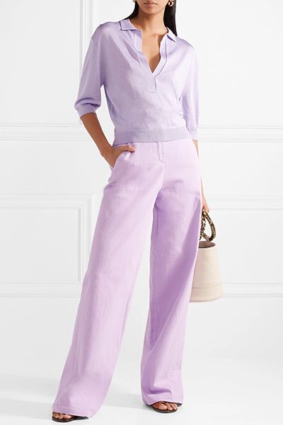 Cotton Blend Wide Leg Pants from Tibi