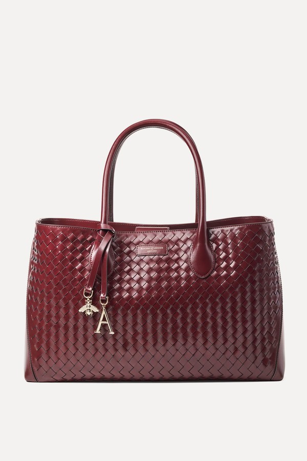 London Tote Woven Leather Bag