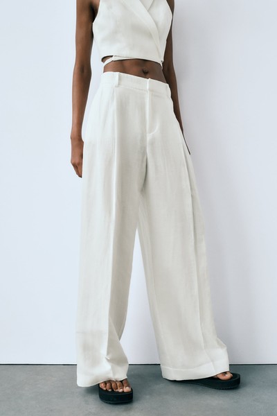 Full Length Linen Blend Trousers from Zara