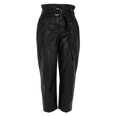 Faux-Leather Paper-Bag Waist Trouser from River Island