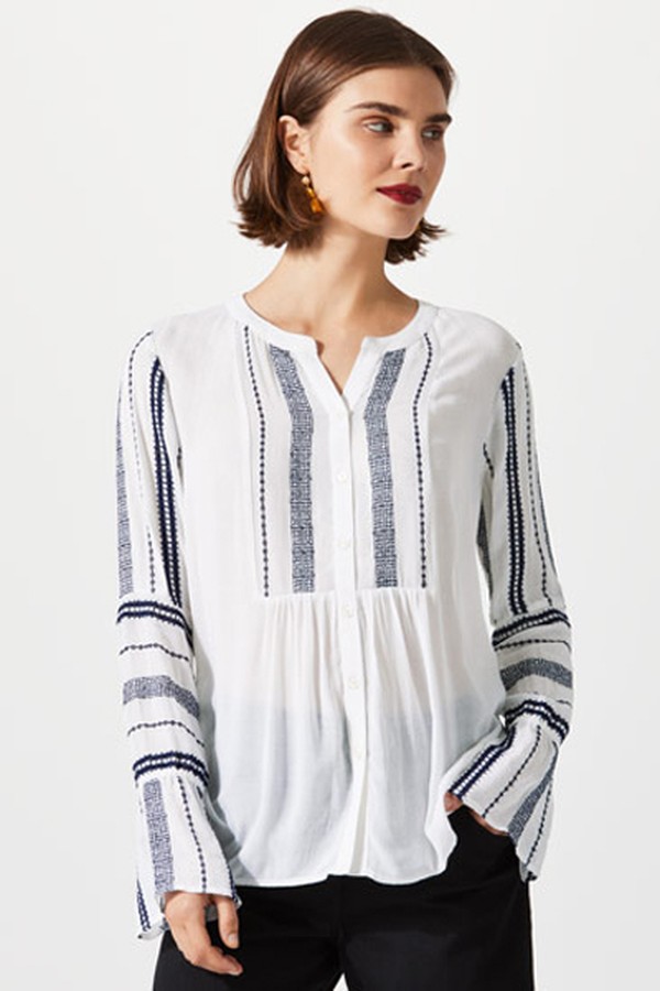 Contrast Broderie Shirt