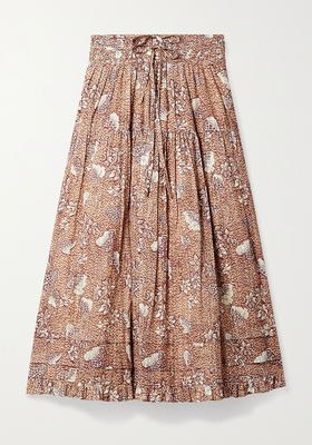 Raquel Ruffled Printed Cotton-Blend Midi Skirt from Ulla Johnson