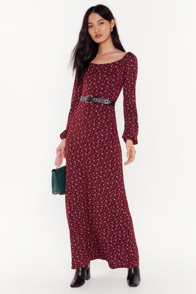 Here We Grow Again Floral Maxi Dress