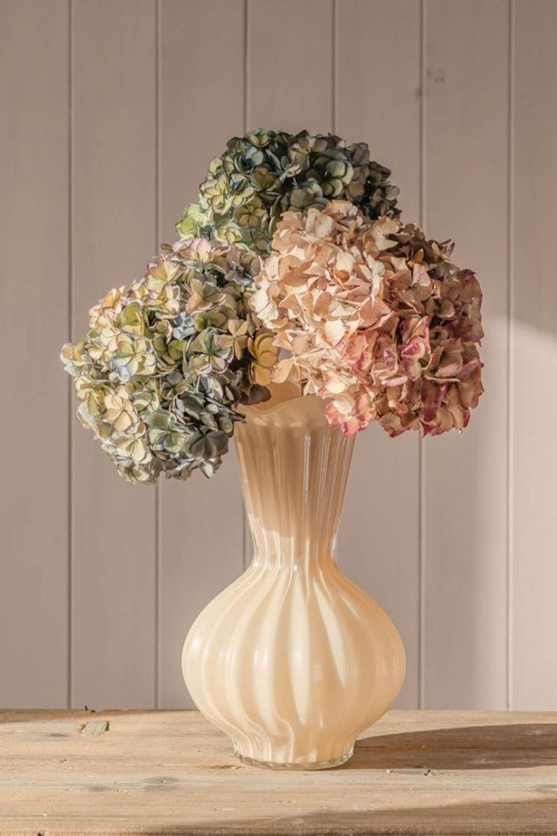 Large Beige Fluted Ruffle Vase from Graham & Green