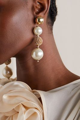 Buancaneve Gold-Tone, Crystal And Faux Pearl Clip Earrings, £155 | Rosantica