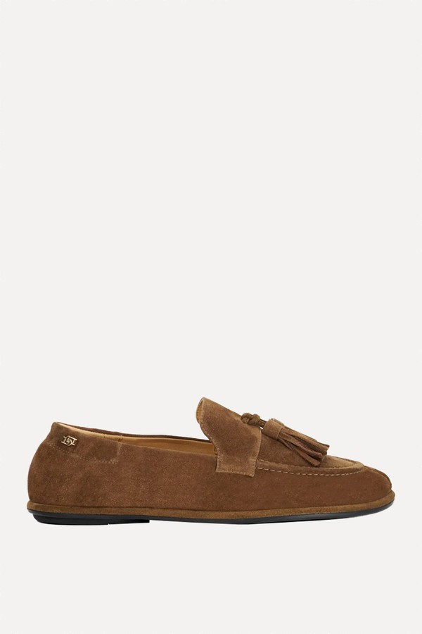 Grounding Suede Round Toe Tassel Loafers from Dune London 