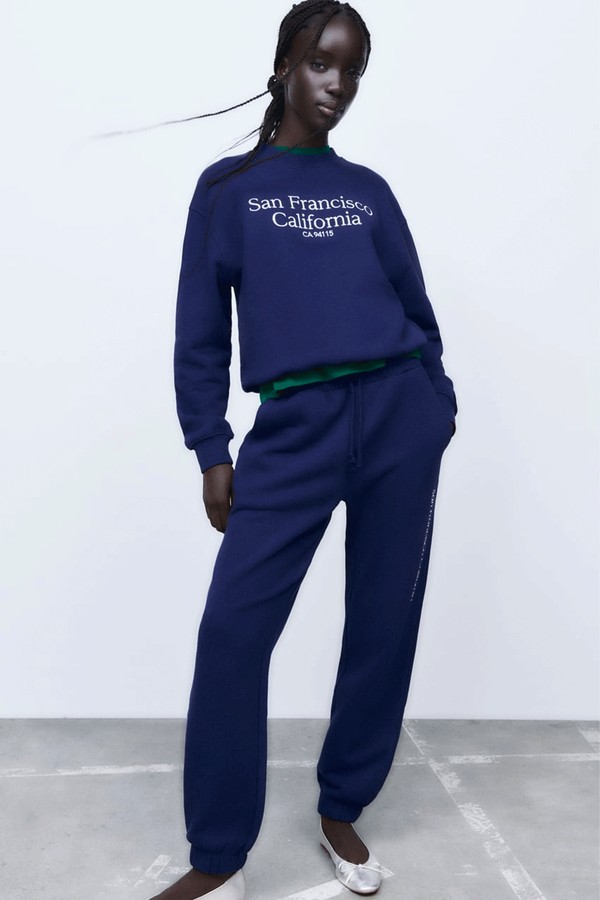 Embroidered Slogan Sweatshirt from Zara